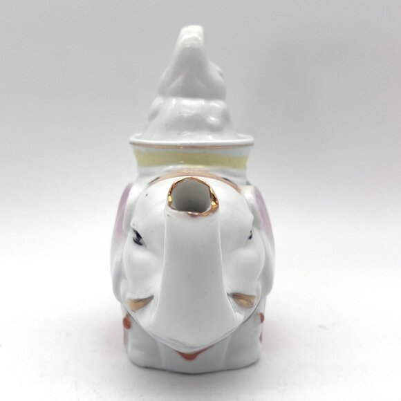 Vintage Elephant Porcelain Ceramic Teapot And Baby Elephant Calf Lid Gold Accent - Picture 5 of 16